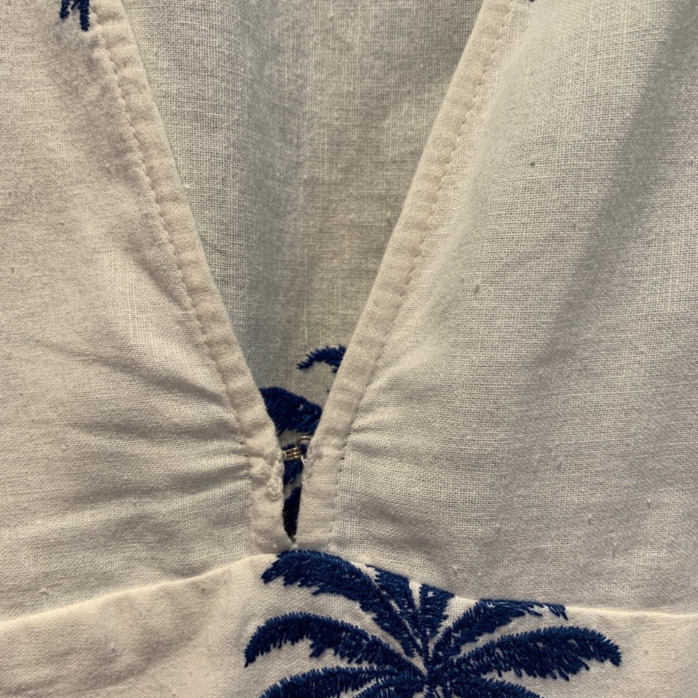 Zara White and Blue Palm Tree Dress - Picture 3 of 5